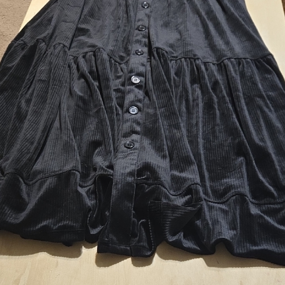 SK2 NWT HALARA Rubbed Velvet Decorative Butonn Maxi Skirt Sz Md Casual Stretch - Picture 5 of 8